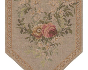 Aubusson Light Small Table Runner - Tapestry Handfinished Table Runner - Floral Table Runner