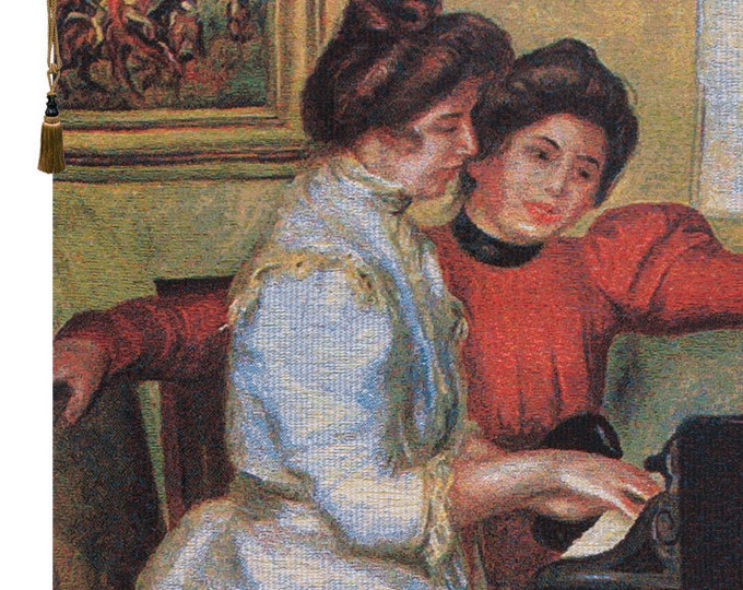 European Jacquard Piano Tapestry: Elegant 18x24 Inch Woven Wall Art for Classical Music Lovers