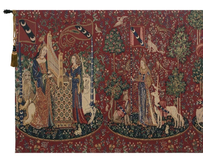 Lady and the Unicorn Medieval Wall Tapestry - Museum-Quality Woven Art Hanging for Home Decor