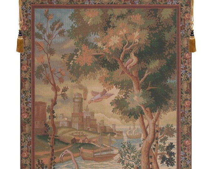 Elegant Flamingo Jacquard Wall Tapestry - European Woven Art Decor for Bird Lovers