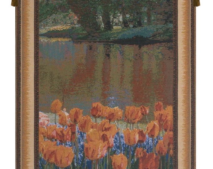 Keukenhof Gardens Tapestry Wall Art Decor: Belgian Woven Floral Wall Hanging
