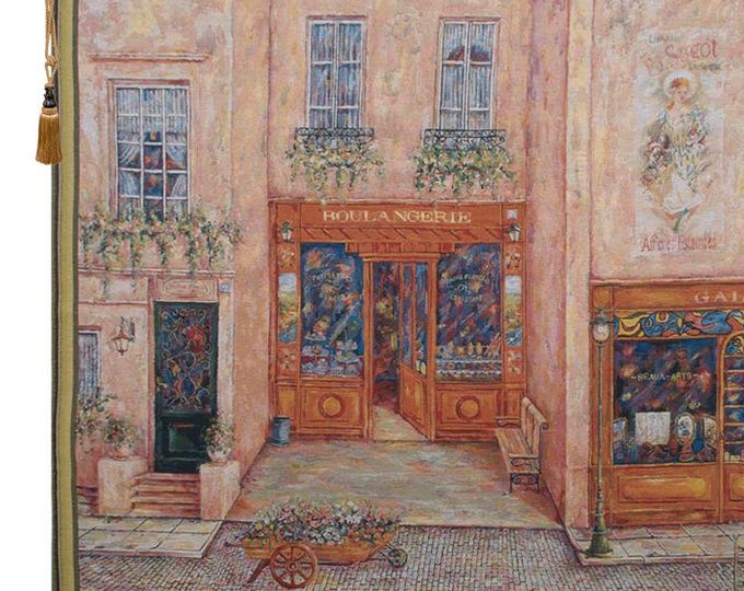 Belgian Woven Wall Tapestry: Paris Cityscape, Sagot Terrasse Art
