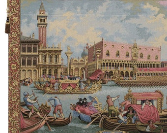 Bucintoro Tapestry: Italian Jacquard Woven Coastal Wall Art - Medieval Castle Decor, Historical Hanging
