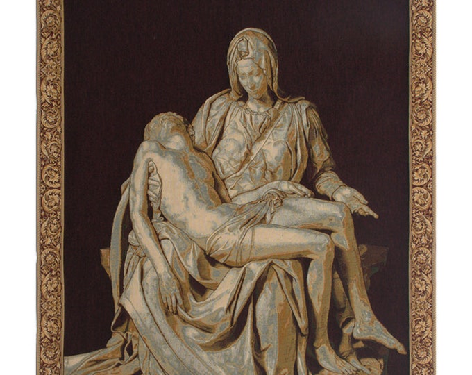 Michelangelo's Pietà Woven Wall Tapestry - European Religious Art Decor for Modern Homes