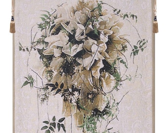 Elegant European Bride's Bouquet Wall Tapestry - Romantic Floral Belgian Hanging Decor for Wedding