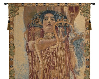 European Wall Tapestry Hygeia by Klimt Wall Art, Italian Bedroom Wall Decor, Gustav Klimt Art Woven Wall Hanging Tapestry Gift For Him/Her