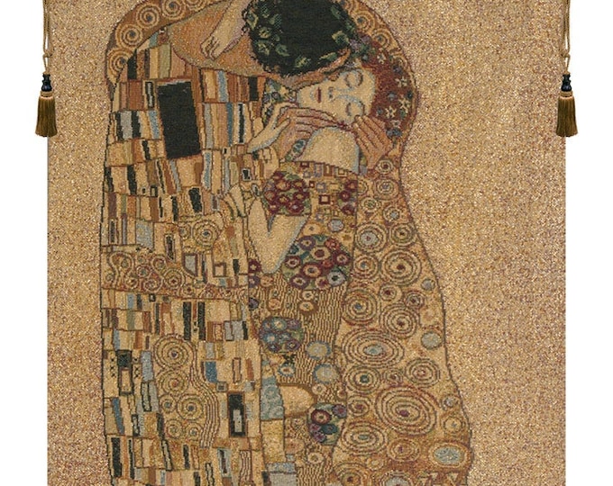 The Kiss II Tapestry: Gustav Klimt Woven Wall Hanging, Italian Art