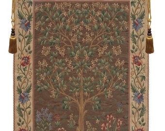 Tree of Life Tapestry: William Morris Style Woven Wall Hanging