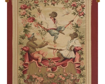 Monkey's Paradise II Red European Wall Tapestry Jacquard Woven Decorative Hanging Art Decor