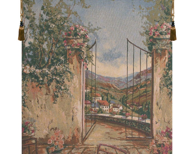 European Landscape Tapestry - Woven Belgian Wall Art - Jacquard Hanging Decor for Two