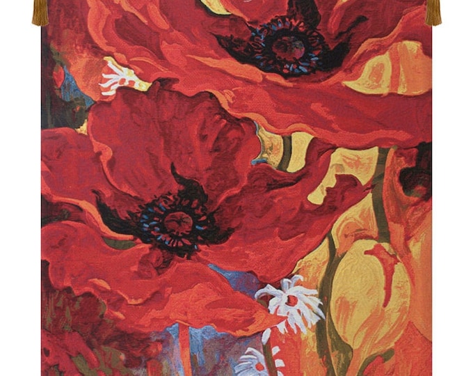 Simon Bull 'Bright New Day' Tapestry Wallhanging: Belgian Woven Floral Wall Art