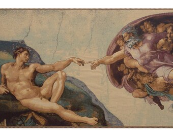 Wall Tapestry The Creation by Michelangelo Colorful Wall Art, European Bedroom Wall Decor, Jacquard Woven Tapestry Wall Hanging Gift For Her