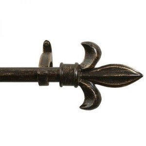 Fleur de Lys Tapestry Rod: Antique Style, Extends 48-84&quot;