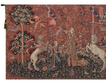 Taste European Wall Tapestry - Medieval Wall Décor Art - Woven Jacquard Tapestry Wall Hanging - lady and Unicorn Lover Wall Art