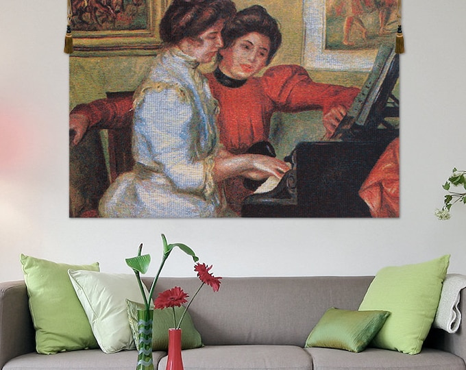 European Jacquard Piano Tapestry: Elegant 18x24 Inch Woven Wall Art for Classical Music Lovers