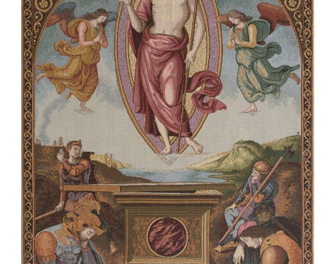 Resurrection Tapestry Wall Hanging: Italian Renaissance Religious Wall Art, Medieval European Jacquard Woven Decor