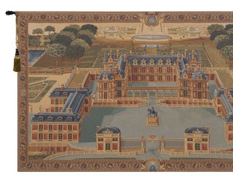 Versailles II European Wall Tapestry - Castle Jacquard Wall Decor Art - Fine Art Belgian Wall Tapestry - Decorative Woven Wall Hanging