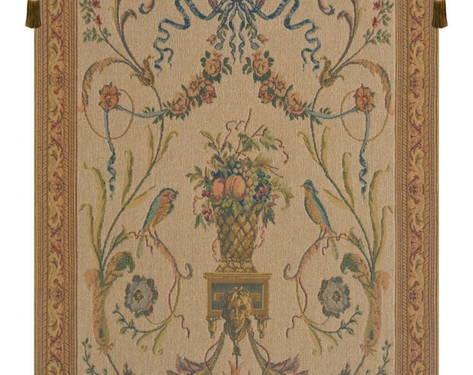 Medieval Belgian Birds Floral Woven Wall Tapestry Art Home Decor 32x22 Inch Vintage Hanging