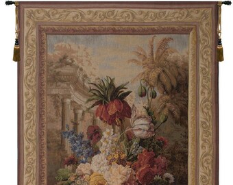 Bouquet Exotique European Wall Tapestry - Jacquard Unique Wall Decor Art - Modern Woven Wall Art - Decorative Floral Bouquet Wall Hanging