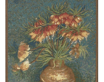 Van Gogh Lilies French Jacquard Woven Wall Tapestry Impressionist Floral Fine Art Home Decor