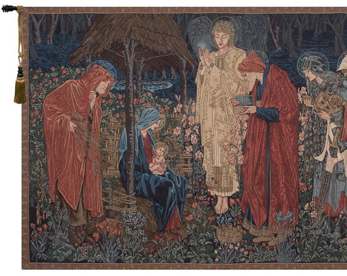 Adoration of the Magi Tapestry: Woven Wool Medieval Wall Art (51x78 inch)