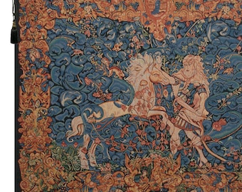 Belgian Hercules Floral Tapestry Medieval Woven Wall Hanging Home Decor