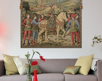 Medieval Italian Jacquard Tapestry: John VIII Palaelogus Wall Hanging - Byzantine Emperor Art Decor