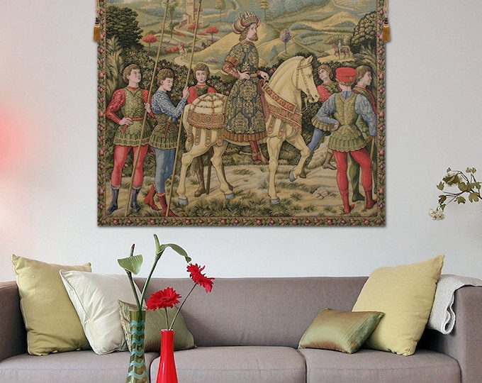 Medieval Italian Jacquard Tapestry: John VIII Palaelogus Wall Hanging - Byzantine Emperor Art Decor