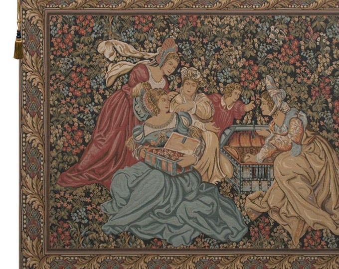 Floral Medieval Princess European Wall Tapestry - Woven Decorative Hanging for Home Art Decor