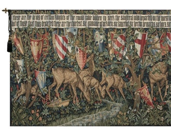 Verdure Reindeer Medieval European Tapestry - Woven Belgian Jacquard Wall Hanging Art Decor