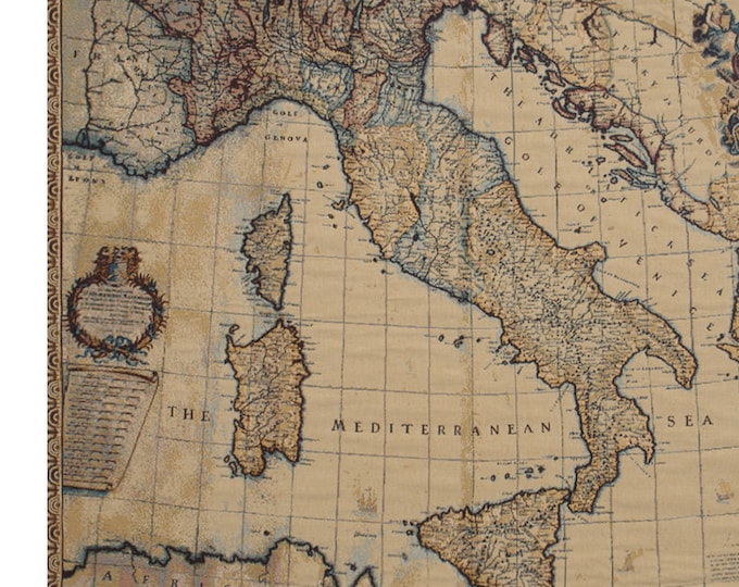 Italian Map Wall Tapestry: Ancient Jacquard Woven Home Decor Art 25x33 Inch Medieval Hanging