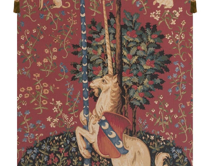 Belgian Woven Unicorn Tapestry Medieval Millefleurs Wall Hanging European Jacquard Art Home Decor