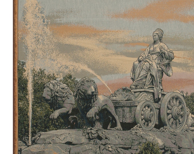 Italian Jacquard Woven Cibele Madrid Fountain Tapestry Wallhanging: Historical Wall Art for Home Decor