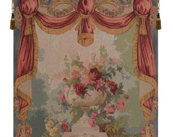 Drape Fleuri European Wall Tapestry - Woven Jacquard Wall Tapestry - Decorative French Wall Hanging - Multicolor Floral Bouquet Wall Art