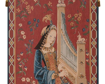 Dame a la Licorne Tapestry French Medieval Woven Millefleurs Wall Hanging Unicorn Lady Art Decor
