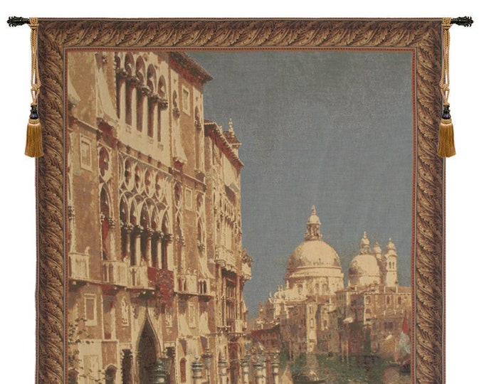 Venice Landscape Tapestry: European Woven Wall Decor (56x41 inch)