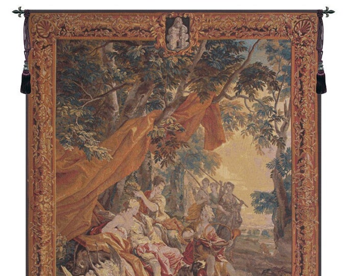 Diana the Huntress Tapestry: Belgian Woven Medieval Wall Art (49x38 inch)