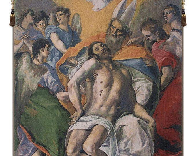 El Greco Trinity Tapestry Belgian Woven Fine Art Wall Hanging 50x37 Inch Religious Decor