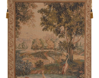 French Woven Wall Tapestry: Verdure aux Oiseaux I - European Landscape Art