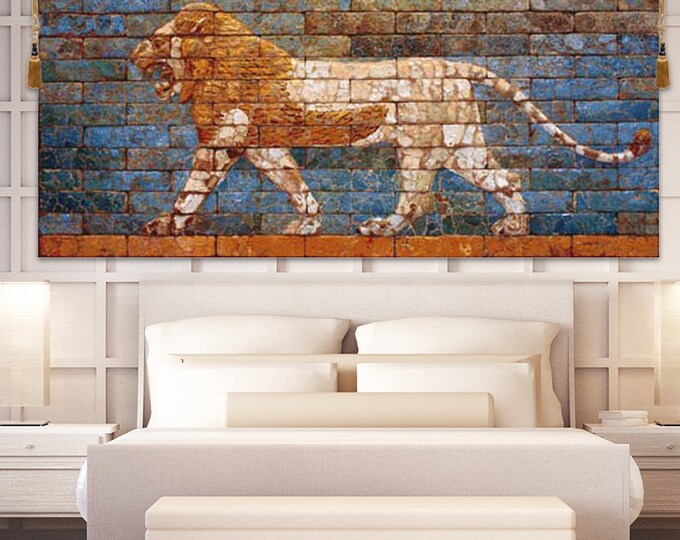 Lion of Babylon Tapestry: Nebuchadnezzar II, Belgian Woven Wall Art (38x82 inch)