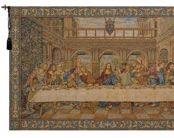 The Last Supper Tapestry IV - Woven Italian Religious Wall Hanging - Antique Decorative The Last Supper Wall Art