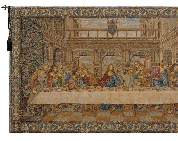 Antique Italian Woven Last Supper Tapestry - Religious Wall Hanging for Living Room & Bedroom Decor