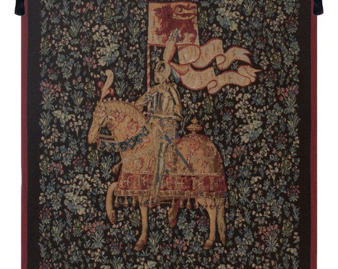 Medieval Knight Tapestry Millefleurs Woven Wall Hanging Jacquard Art Decorative French Asian Home Decor