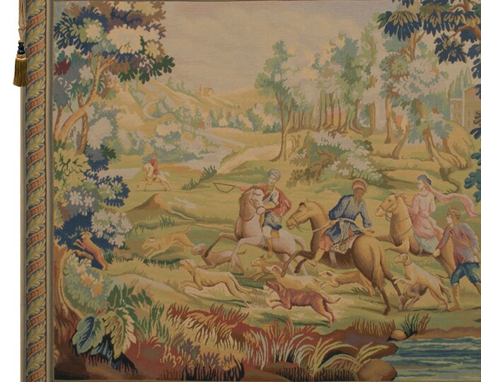 Hunt Belgian Tapestry: Medieval Woven Wall Hanging