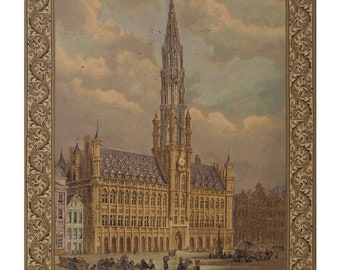 Brussels Town Hall Tapestry - Belgian Woven Jacquard Wall Art