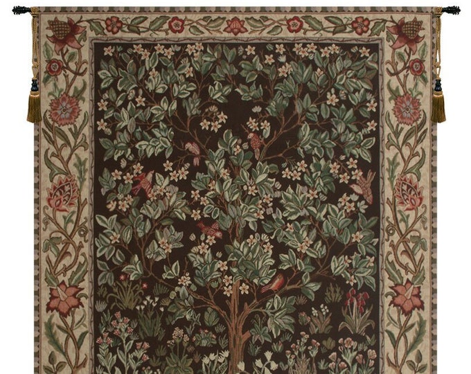 William Morris Tree of Life Tapestry: Belgian Woven Wall Hanging
