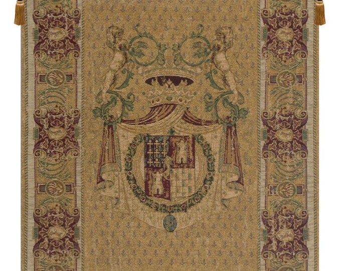 Stemma Tours Chenille Tapestry: Italian Woven Medieval Wall Hanging