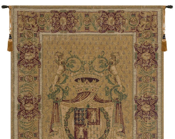Stemma Tours Chenille Tapestry: Italian Woven Medieval Wall Hanging