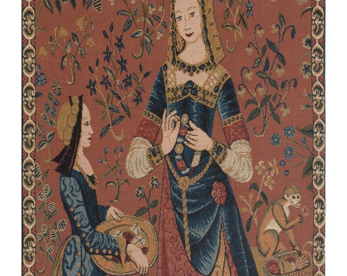 Millefleurs Medieval Wall Tapestry The Smell II Woven Jacquard Art European Belgian Decorative Hanging