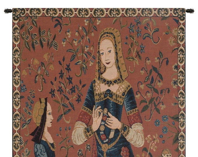 Millefleurs Medieval Wall Tapestry: The Smell II, Woven Jacquard Art